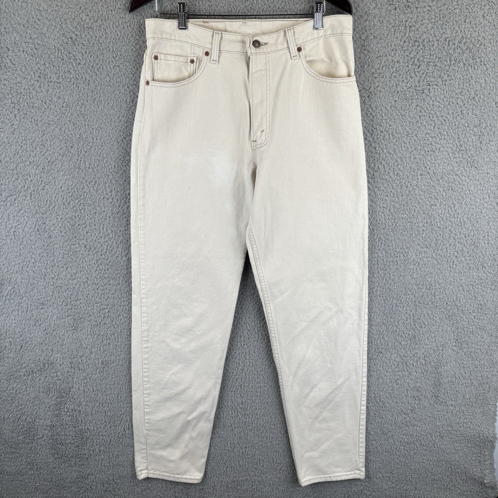 Vintage Levi's 550 Jeans Mens 33x34 Ivory Off White Denim 90s Made USA
